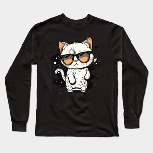 Cute ginger cat wearing sunglasses Long Sleeve T-Shirt